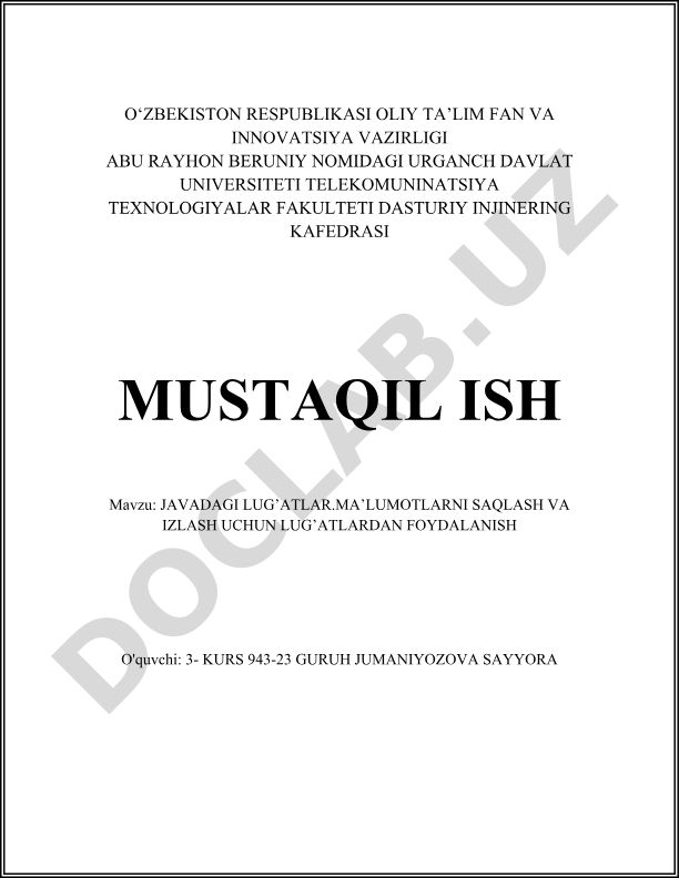 Javadagi lug'atlar: ma'lumotlarni saqlash va izlash uchun lug'atlardan foydalanish