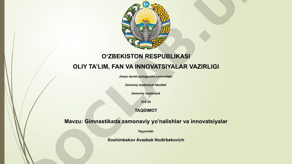 Gimnastikada zamonaviy yo'nalishlar va innovatsiyalar