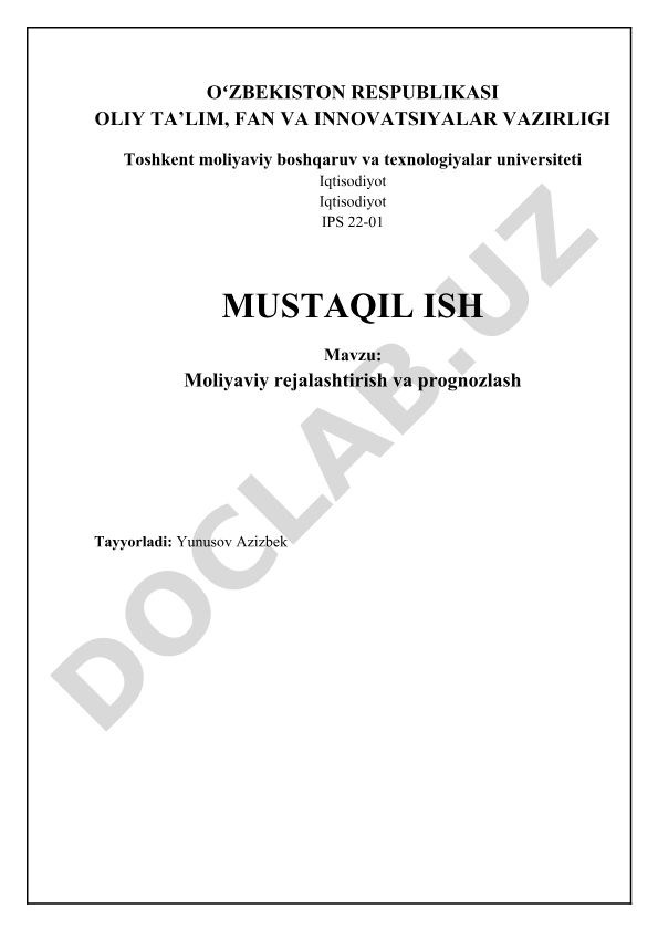 Moliyaviy rejalashtirish va prognozlash