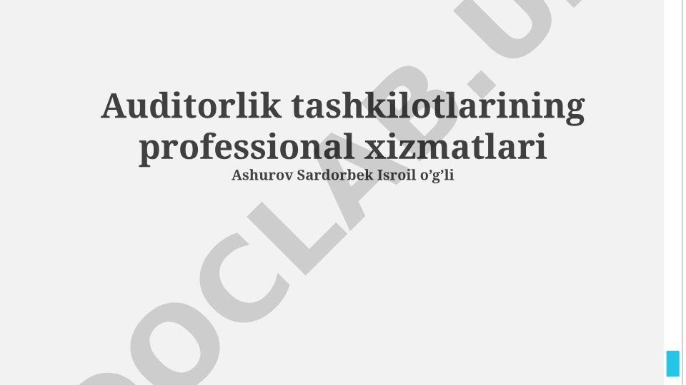 Auditorlik tashkilotlarining professional xizmatlari