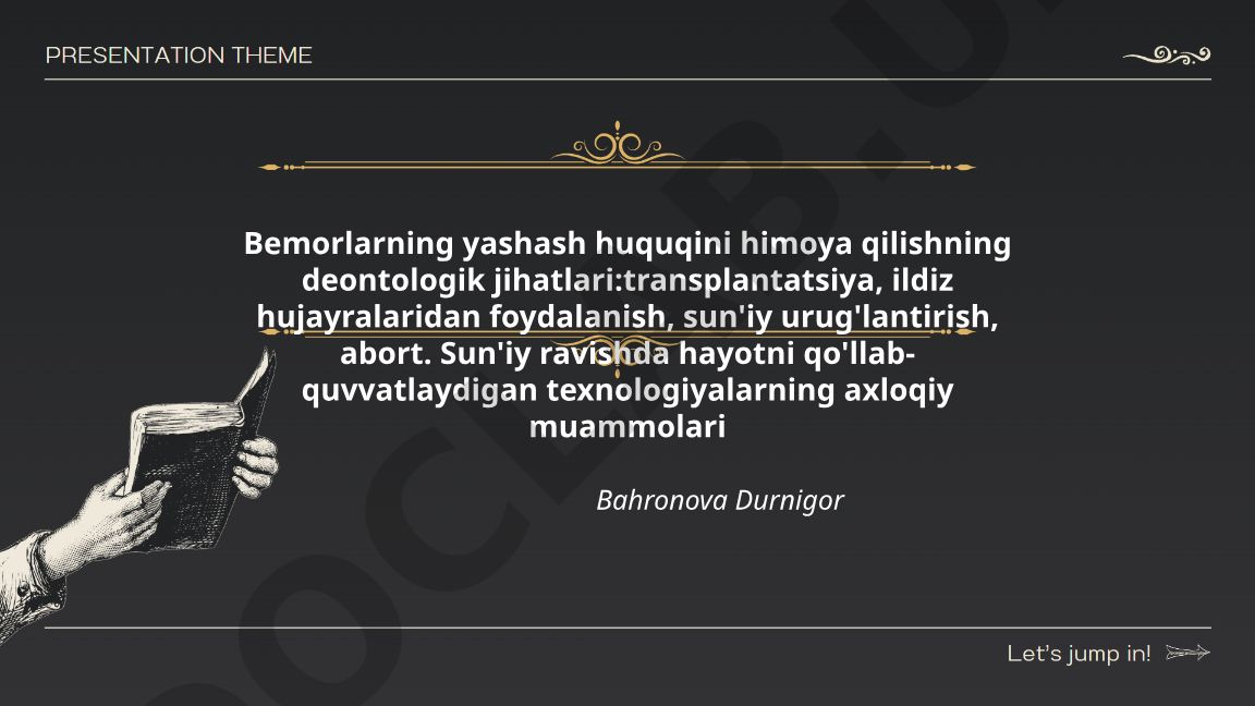Bemorlarning yashash huquqini himoya qilishning deontologik jihatlari