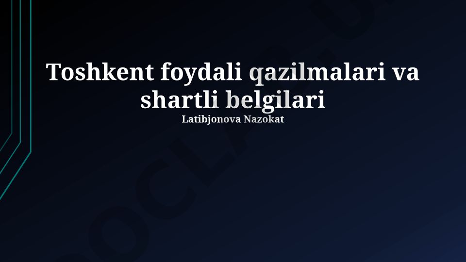 Toshkent foydali qazilmalari va shartli belgilari
