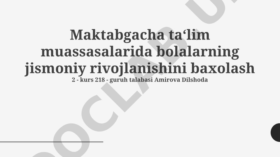 Maktabgacha ta'lim muassasalarida bolalarning jismoniy rivojlanishini baholash