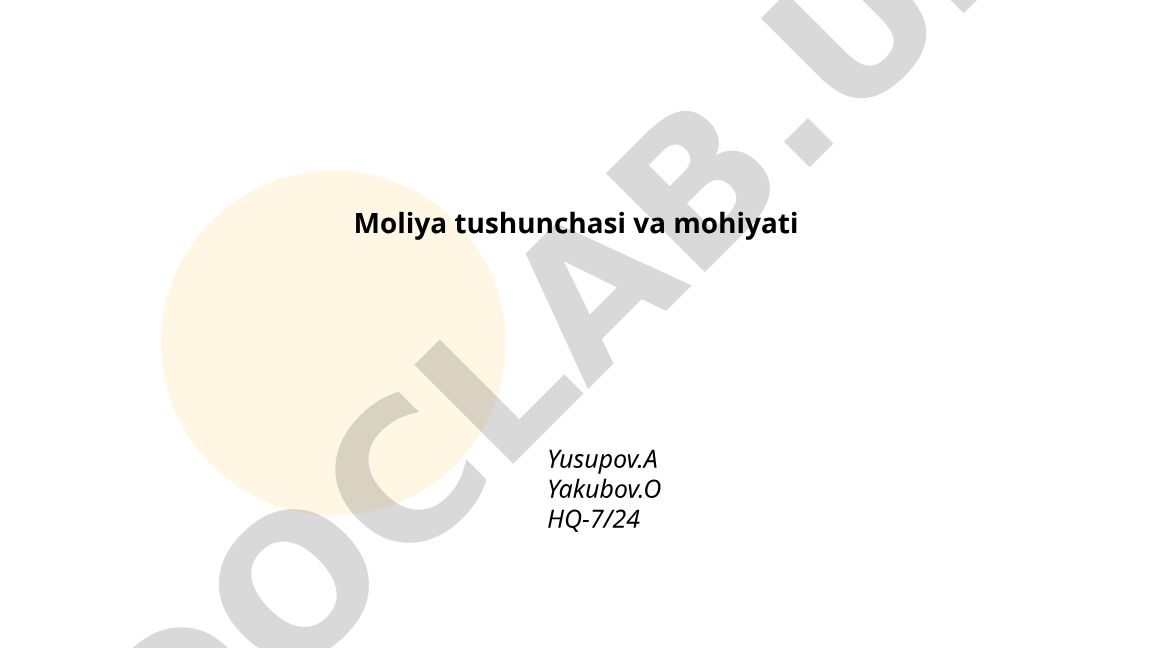 Moliya tushunchasi va mohiyati