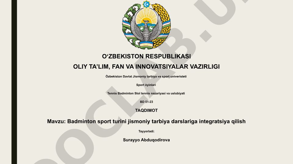 Badminton sport turini jismoniy tarbiya darslariga integratsiya qilish