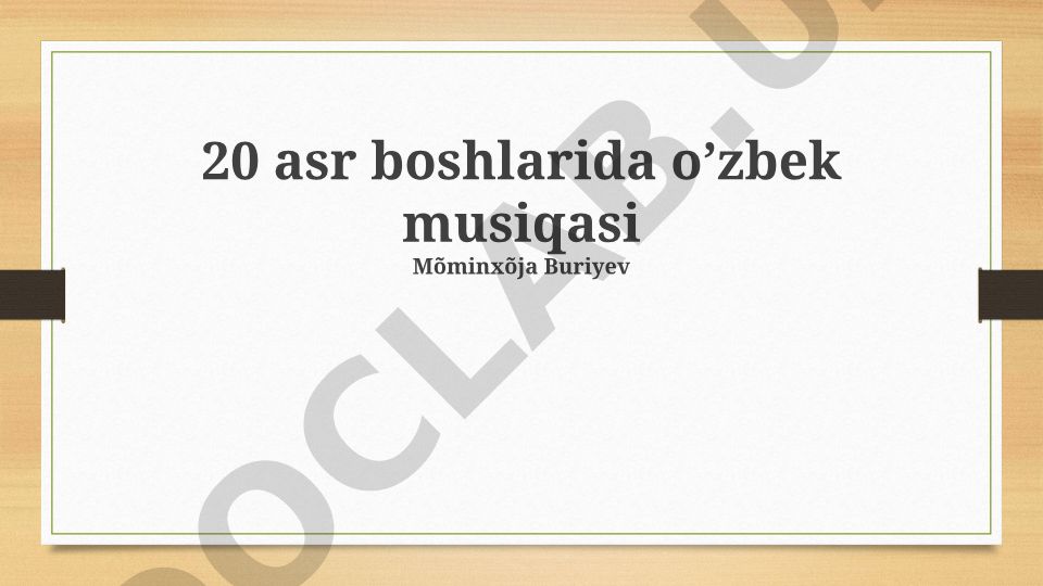 20-asr boshidagi o'zbek musiqasining asosiy yo'nalishlari va rivojlanishi