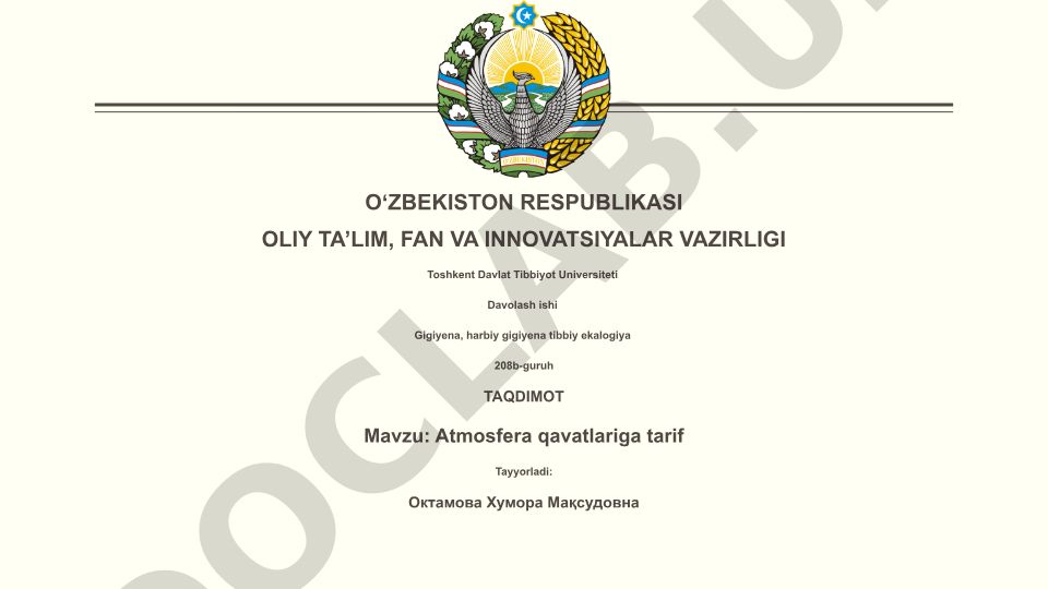Atmosfera qatlamlarining tuzilishi va xususiyatlari