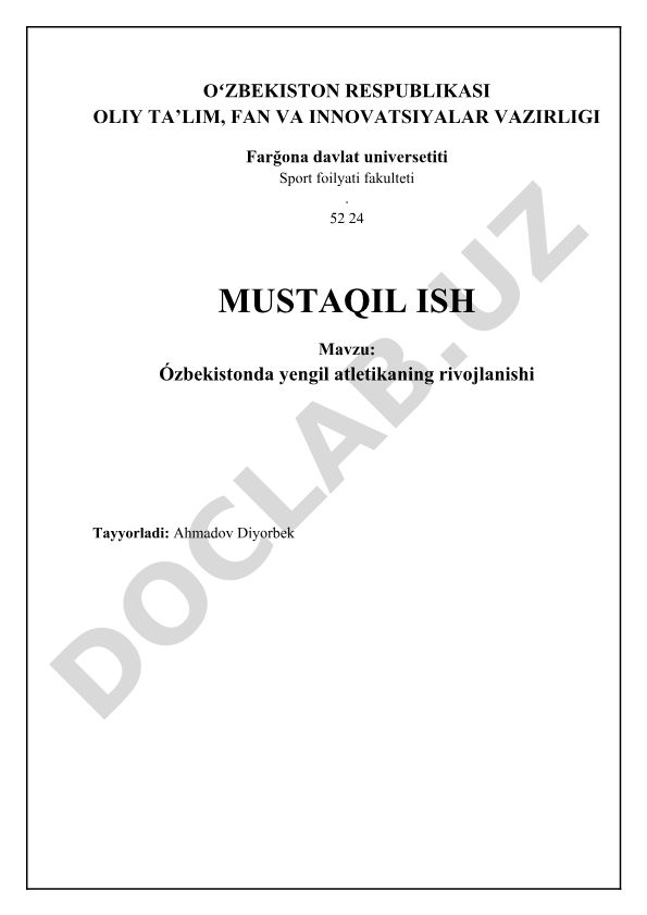 O'zbekistonda yengil atletikaning rivojlanishi