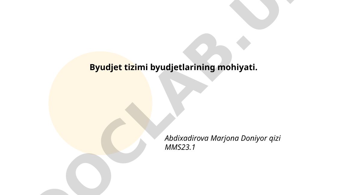 Byudjet tizimi byudjetlarining mohiyati
