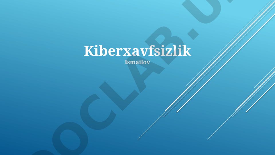 Kiberxavfsizlik asoslari, tahdidlar va himoya usullari
