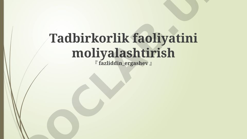Tadbirkorlik faoliyatini moliyalashtirish