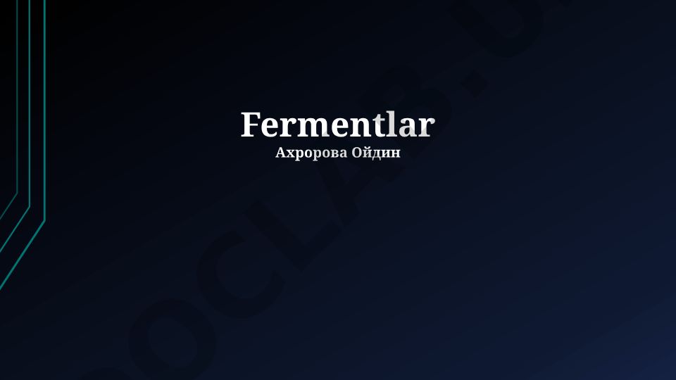 Fermentlar: Ta'rifi, Funksiyalari va Tuzilishi