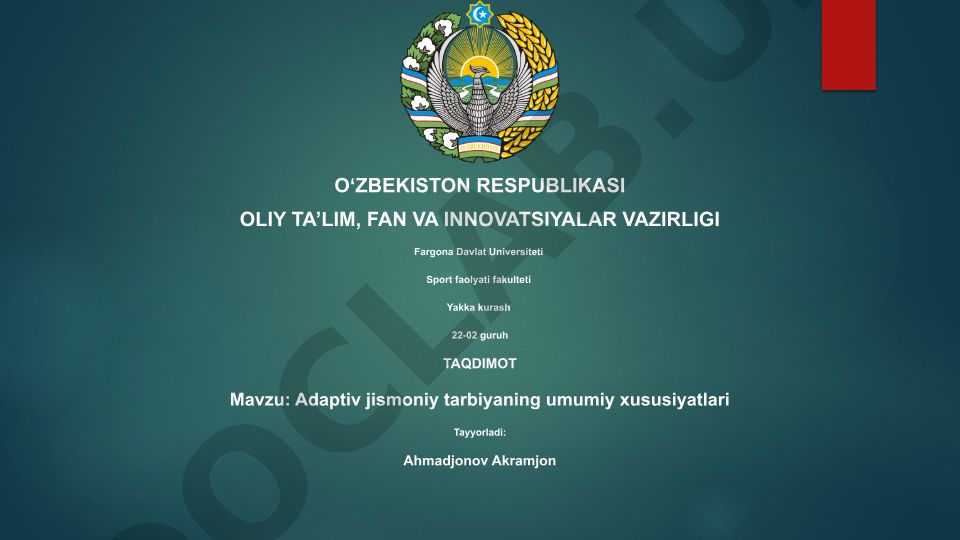 Adaptiv jismoniy tarbiyaning umumiy xususiyatlari