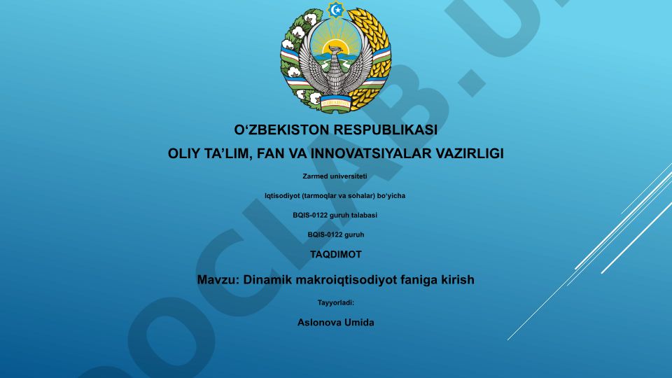 Dinamik makroiqtisodiyot faniga kirish
