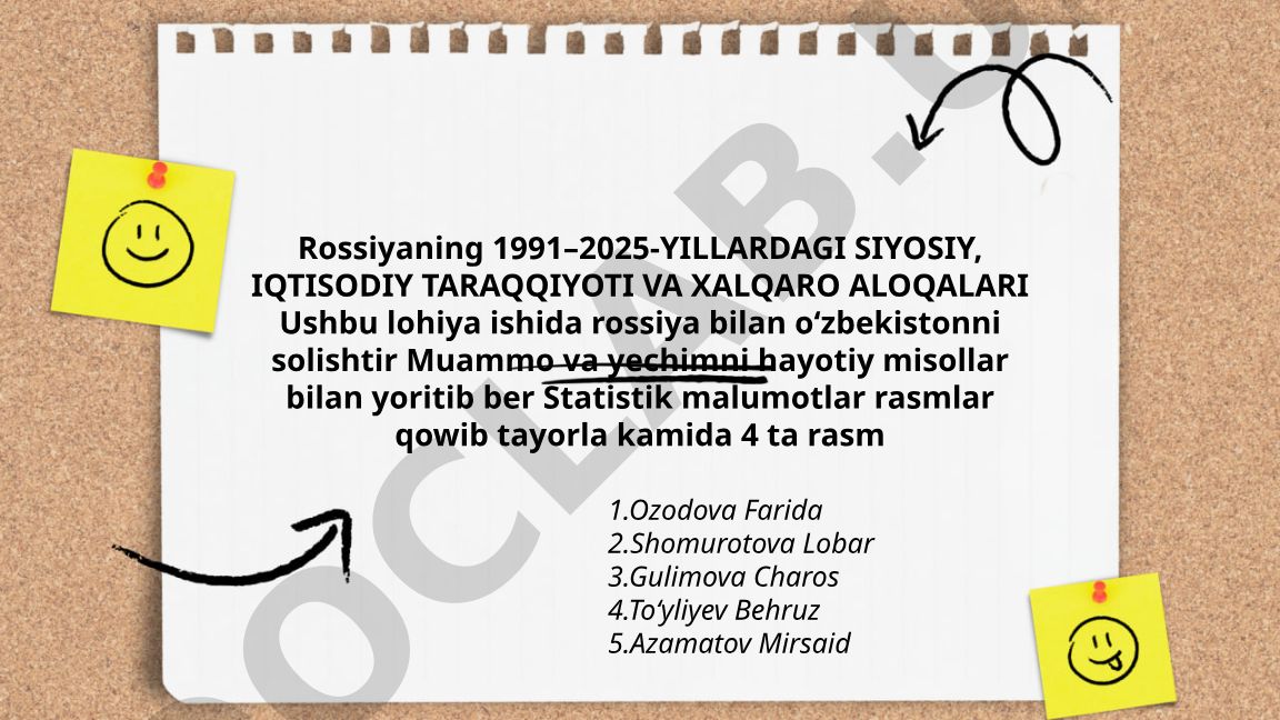 Rossiyaning 1991–2025-yillardagi siyosiy, iqtisodiy taraqqiyoti va xalqaro aloqalari