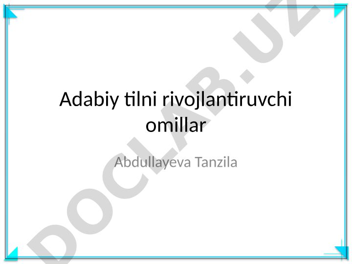 Adabiy tilni rivojlantiruvchi omillar