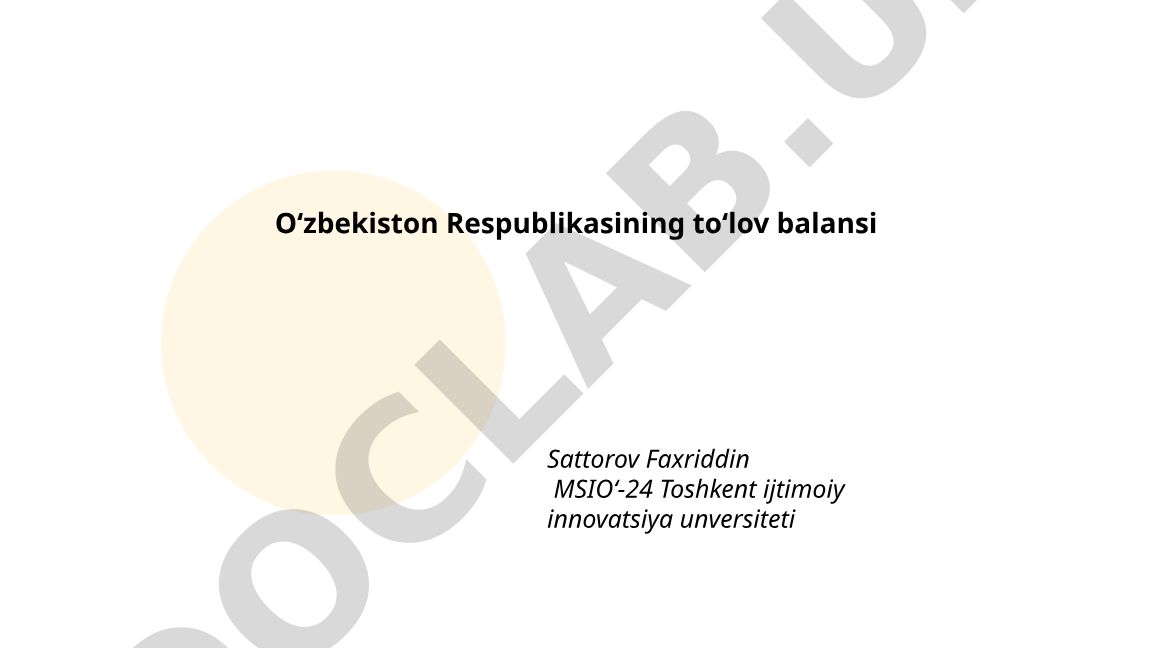 O'zbekiston Respublikasining to'lov balansi
