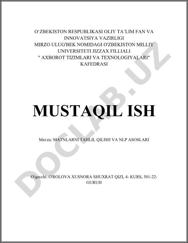 Matnlarni tahlil qilish va NLP asoslari
