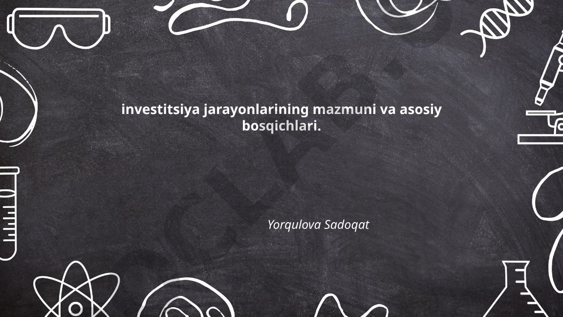 Investitsiya jarayonlarining mazmuni va asosiy bosqichlari