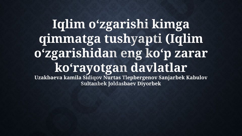 Iqlim o'zgarishining zaif davlatlarga ta'siri