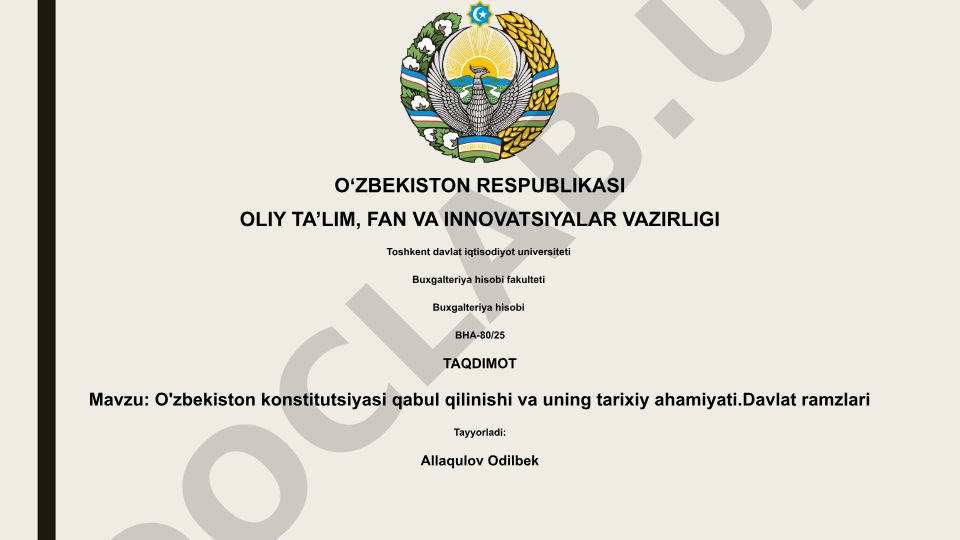 O'zbekiston Konstitutsiyasi qabul qilinishi va uning tarixiy ahamiyati