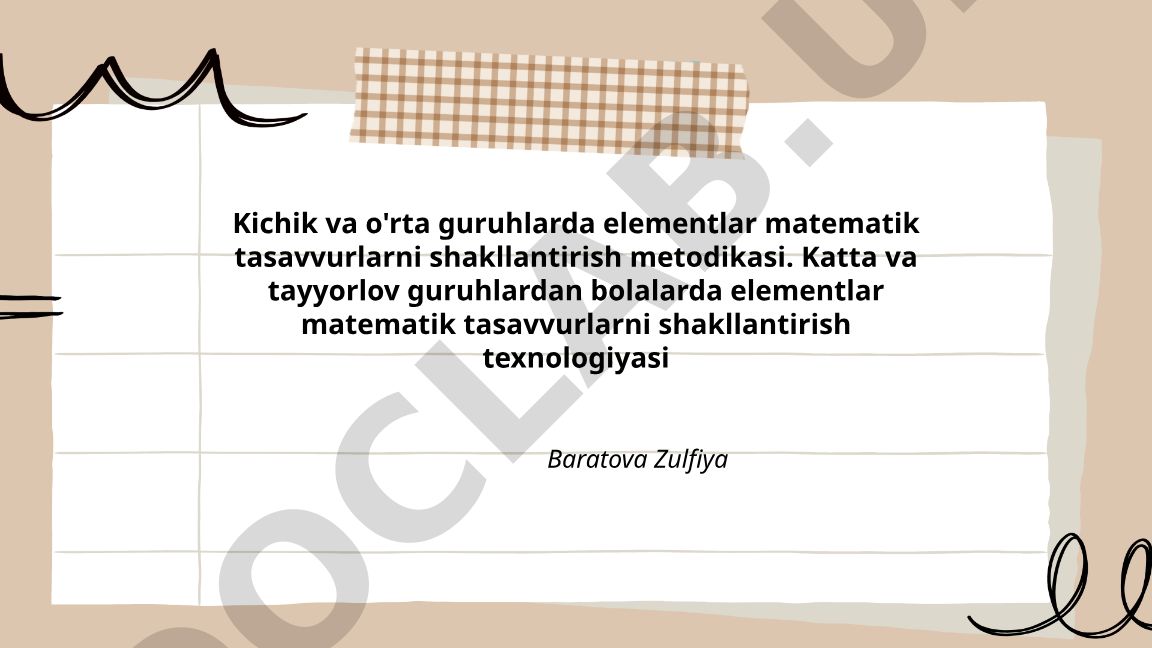 Kichik va o'rta guruhlarda elementar matematik tasavvurlarni shakllantirish metodikasi