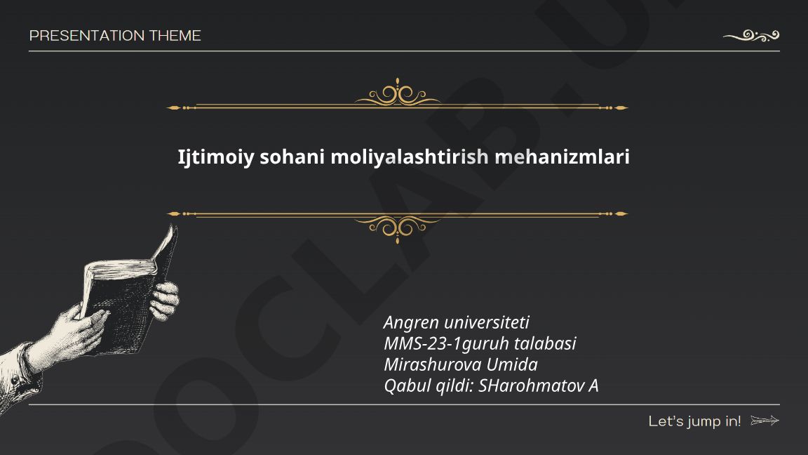 Ijtimoiy sohani moliyalashtirish mehanizmlari