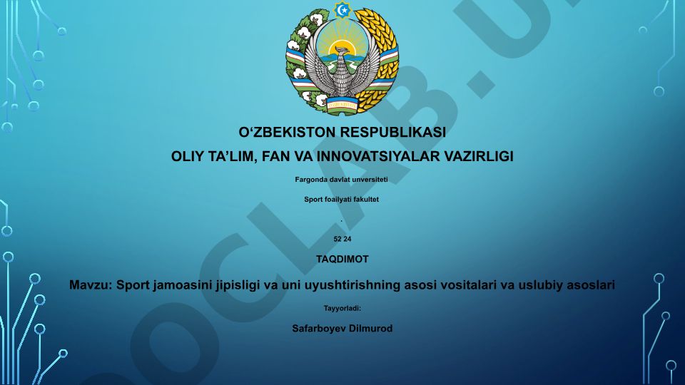 Sport jamoasini jipisligi va uni uyushtirishning asosi vositalari va uslubiy asoslari