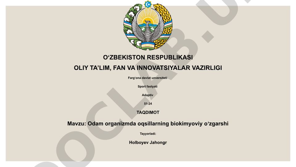 Odam organizmda oqsillarning biokimyoviy oʻzgarishi