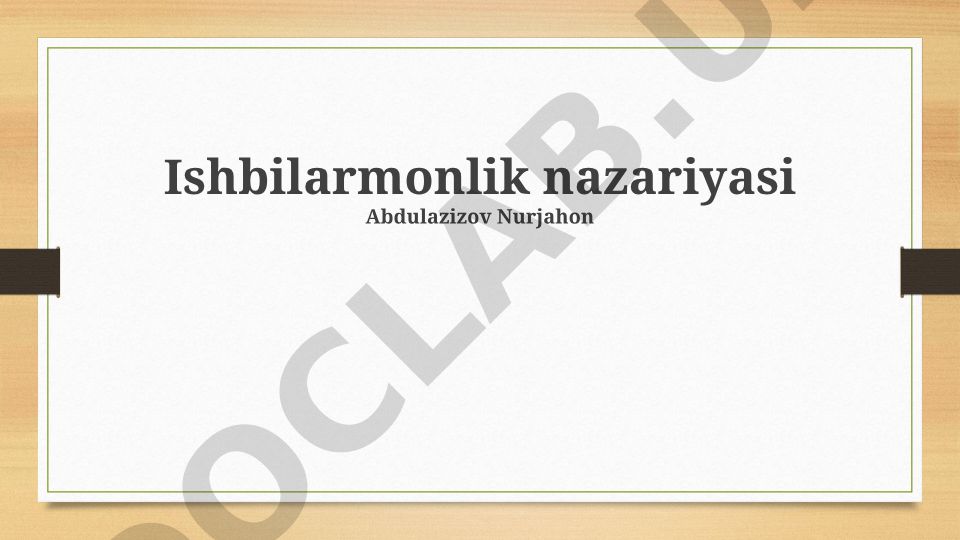 Ishbilarmonlik uyg'unligi nazariyasi va uning amaliy ahamiyati