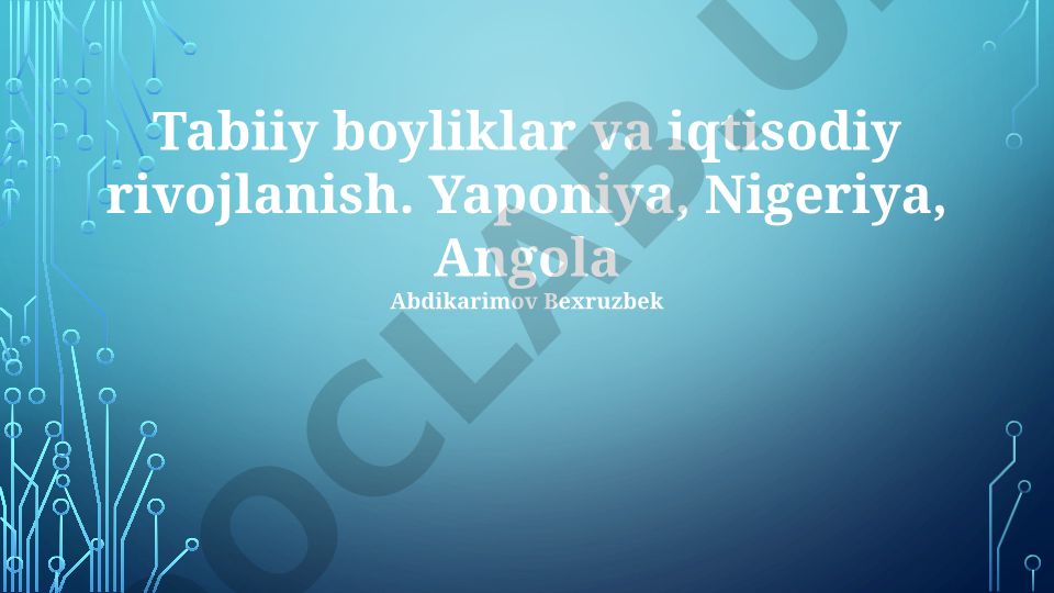 Tabiiy resurslar, iqtisodiy o'sish va boshqaruv: Yaponiya, Nigeriya, Angola