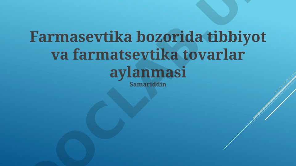 Farmasevtika bozorida tibbiyot va farmatsevtika tovarlar aylanmasi