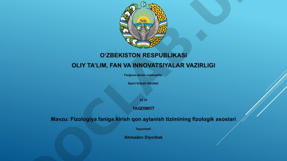 Fizologiya faniga kirish qon aylanish tizimining fizologik asoslari