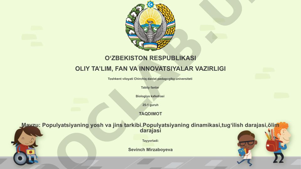 Populyatsiyaning yosh va jins tarkibi va dinamikasi