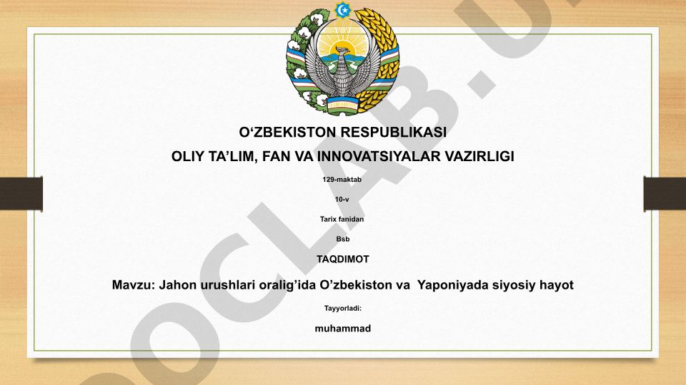 Jahon urushlari oralig'ida O'zbekiston va Yaponiyada siyosiy hayot