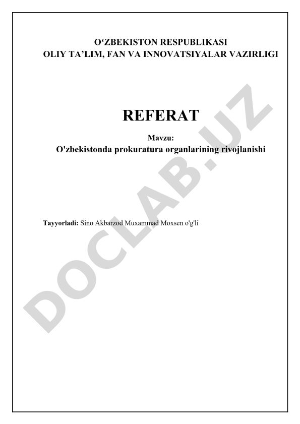 O'zbekistonda prokuratura organlarining rivojlanishi