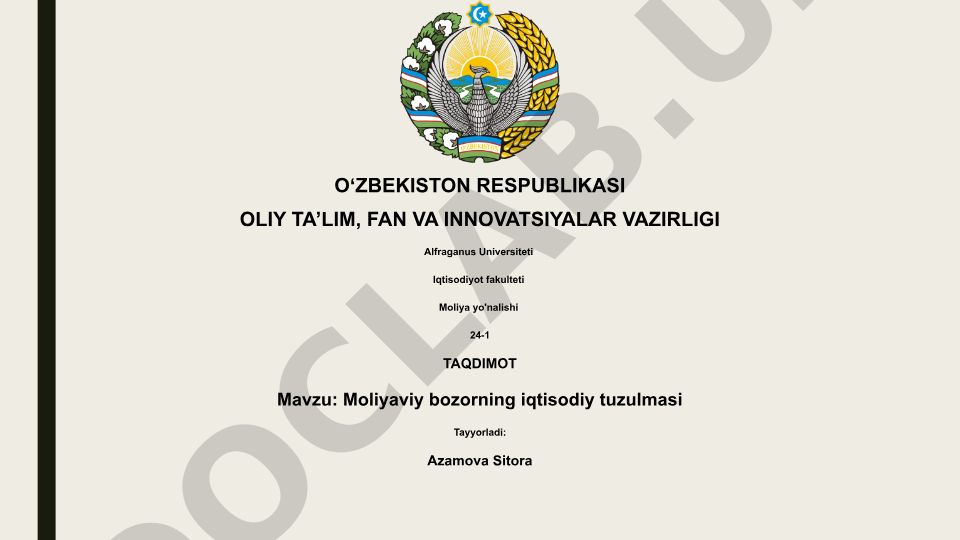 Moliyaviy bozorning iqtisodiy tuzulmasi