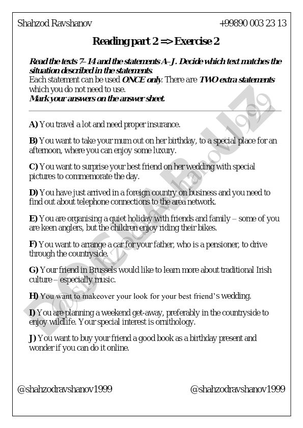 Reading comprehension exercises for English language learners