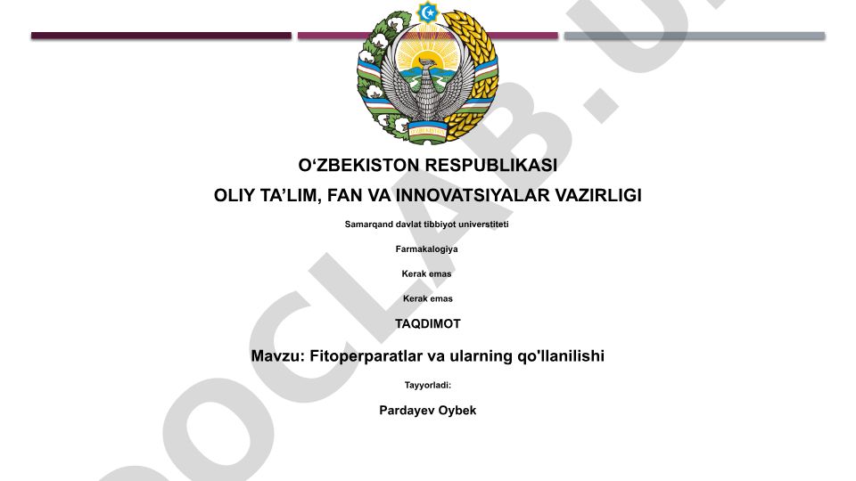 Fitoperparatlar va ularning qo'llanilishi