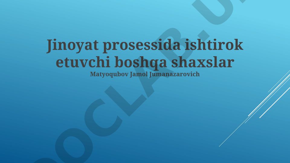 Jinoyat prosessida ishtirok etuvchi boshqa shaxslar