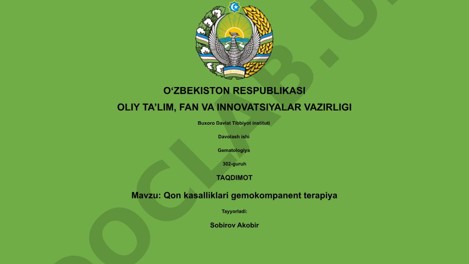 Qon kasalliklari gemokomponent terapiya