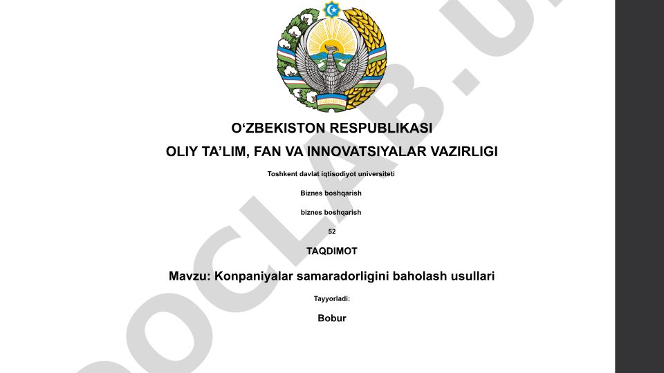 Kompaniyalar samaradorligini baholash usullari