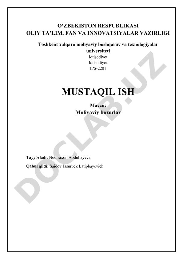 Moliyaviy bozorlar