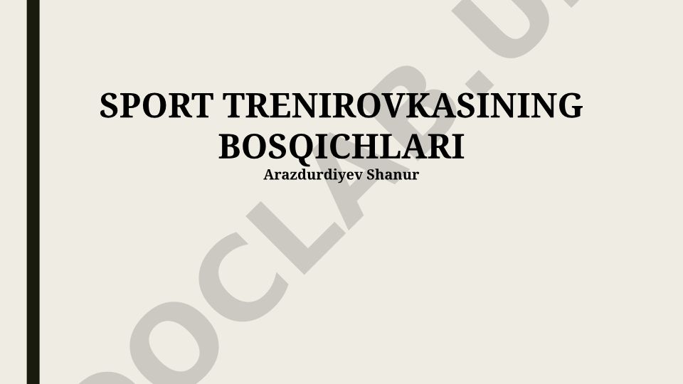 Sport trenirovkasining bosqichlari