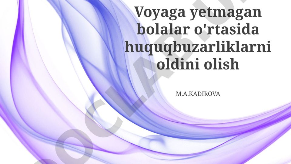 Voyaga yetmaganlar o'rtasida huquqbuzarlikning oldini olish