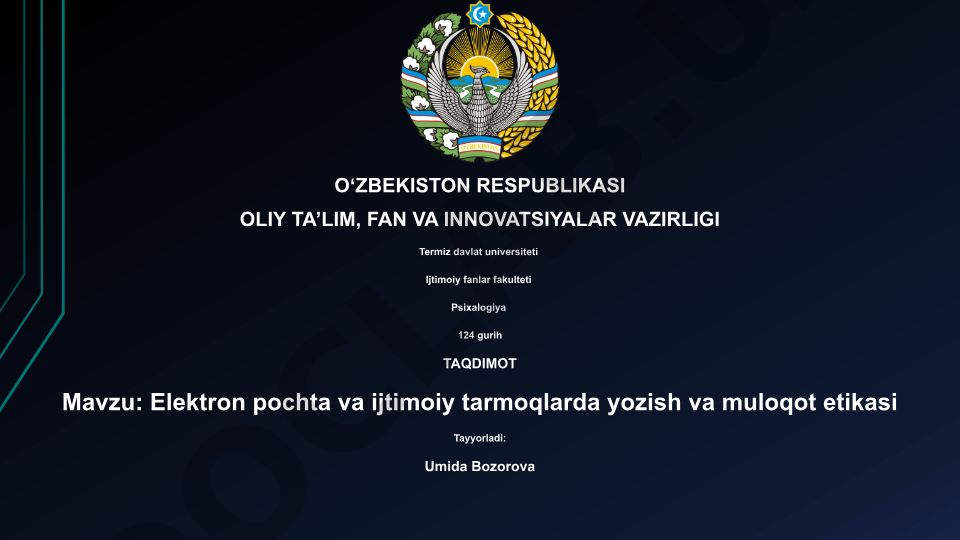 Elektron pochta va ijtimoiy tarmoqlarda yozish va muloqot etikasi