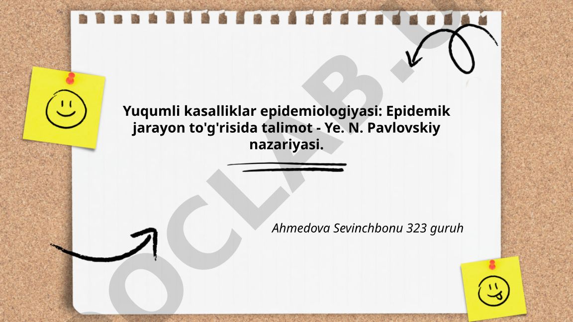 Yuqumli kasalliklar epidemiologiyasi: Ye. N. Pavlovskiy nazariyasi