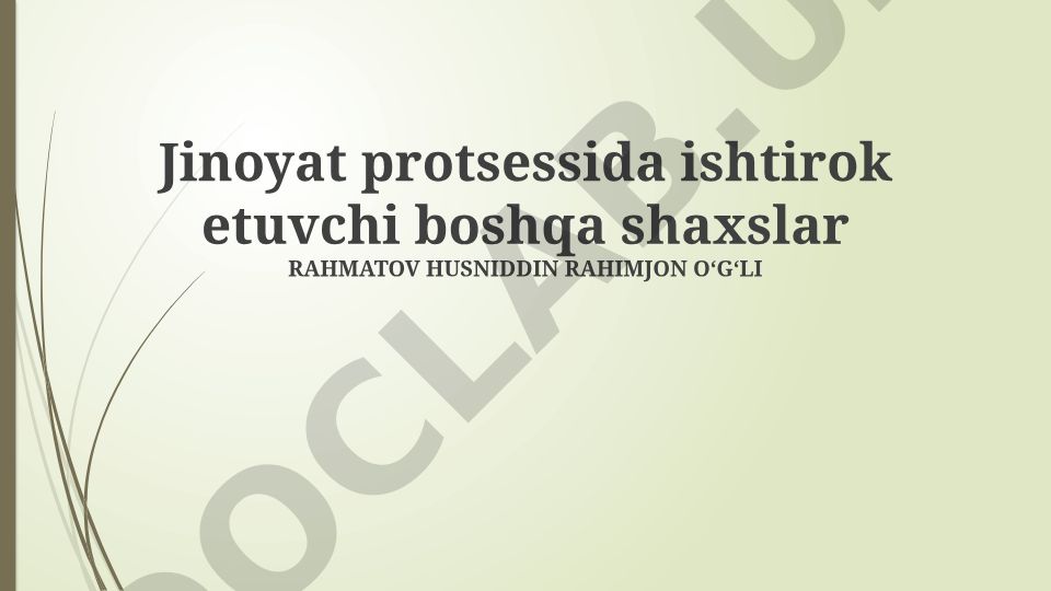 Jinoyat protsessida ishtirok etuvchi boshqa shaxslar