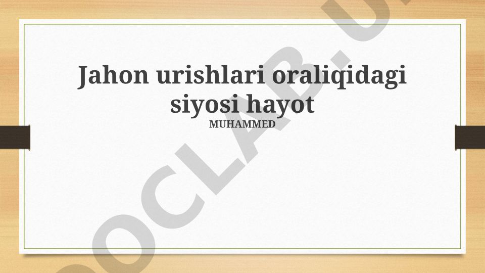 Jahon urushlari oralig'idagi global siyosiy tendensiyalar