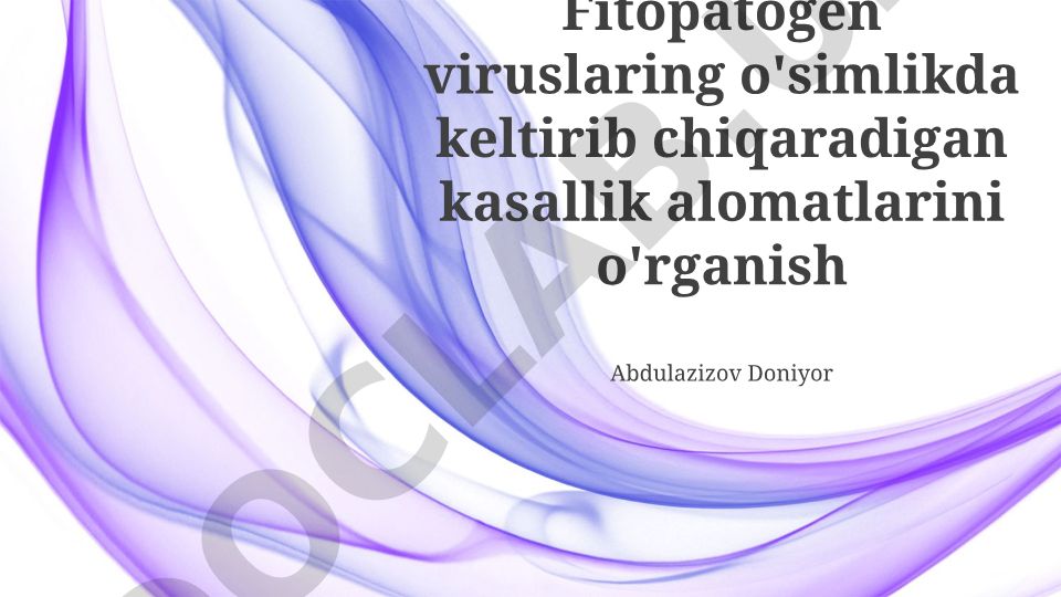 Fitopatogen viruslarning o'simlikda keltirib chiqaradigan kasallik alomatlari